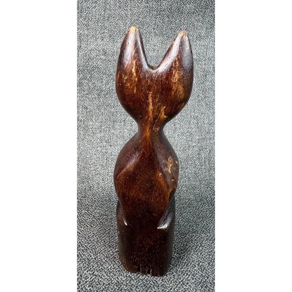 Vintage MCM Hand Carved Siamese Cat 6